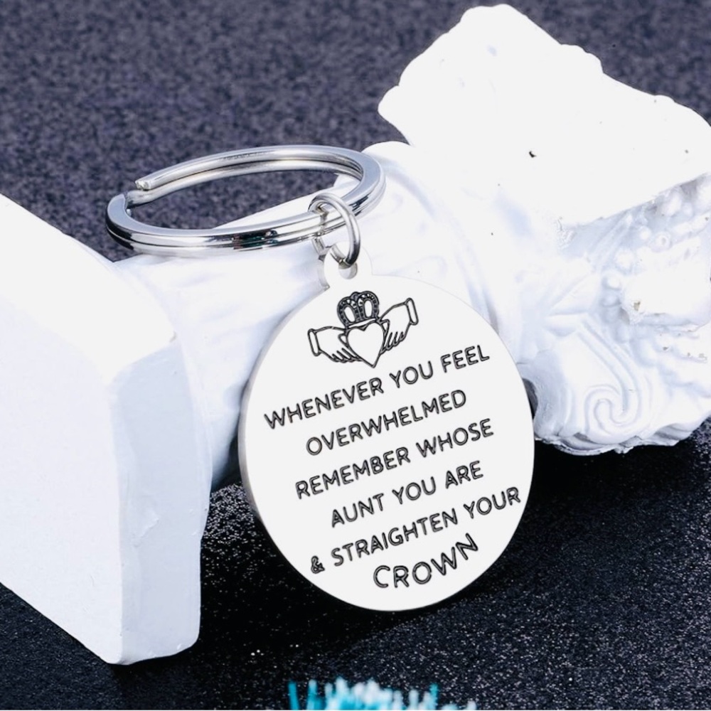 Keychain in Stainless Steel with Inspirational Message about Aunts NWT - Picture 2 of 5